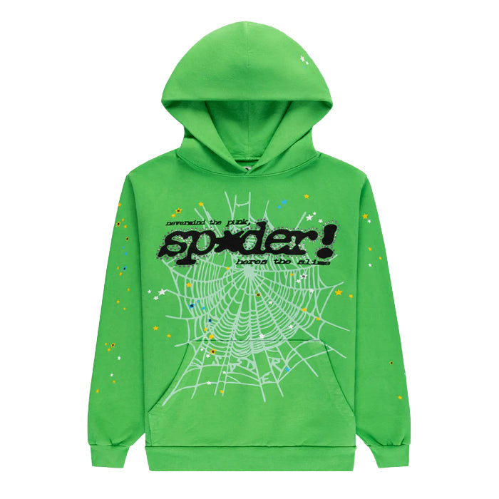 sp5der グリーン ライトストーン パーカー SP5DER / スパイダー パンク V2 ラインストーン フーディー 601stonepunkv2