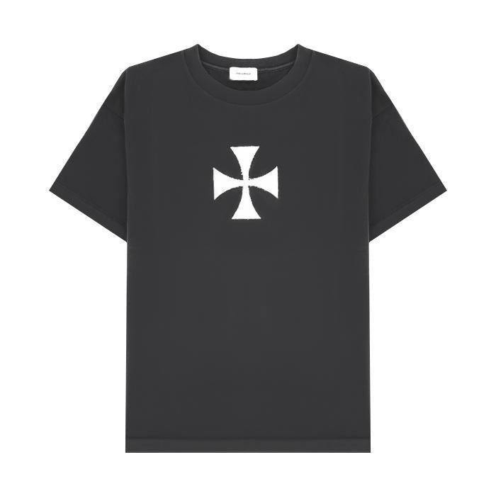 ASKYURSELF / アスクユアセルフ クロス パッチ ヘヴィー Tシャツ メンズ 半袖