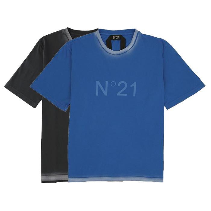 N°21 numero ventuno / ヌメロ ヴェントゥーノ ロゴ プリント アシッド ウォッシュ Ｔシャツ メンズ 30123suf0314203