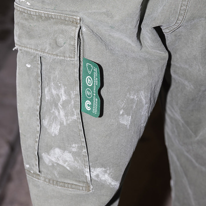 Hidden NY / ヒドゥンニューヨーク ペイント カーゴパンツ オリーブ メンズ 401jdepant