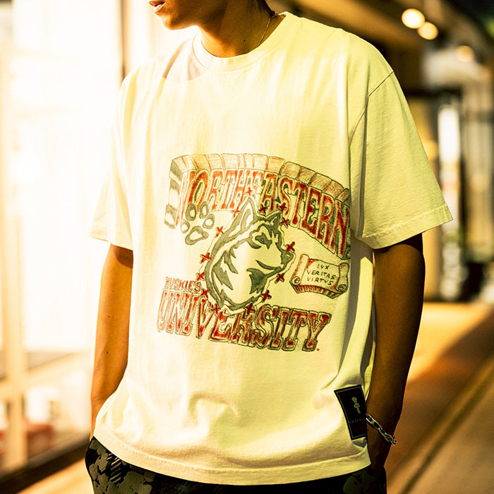 CACTUS JACK / カクタスジャック トラビス スコット × ミッチェル アンド ネス ノースイースタン ハスキー ハンド ドローン Tシャツ メンズ 半袖 401northeastern