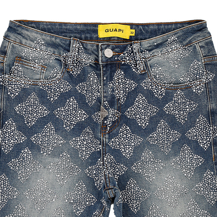 GUAPI / グアピ ヴィンテージ ブルー エンベリッシュ デニム パンツ 501embellishdnm