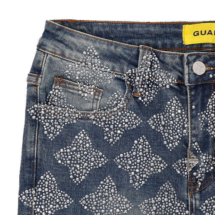 GUAPI / グアピ ヴィンテージ ブルー エンベリッシュ デニム パンツ 501embellishdnm