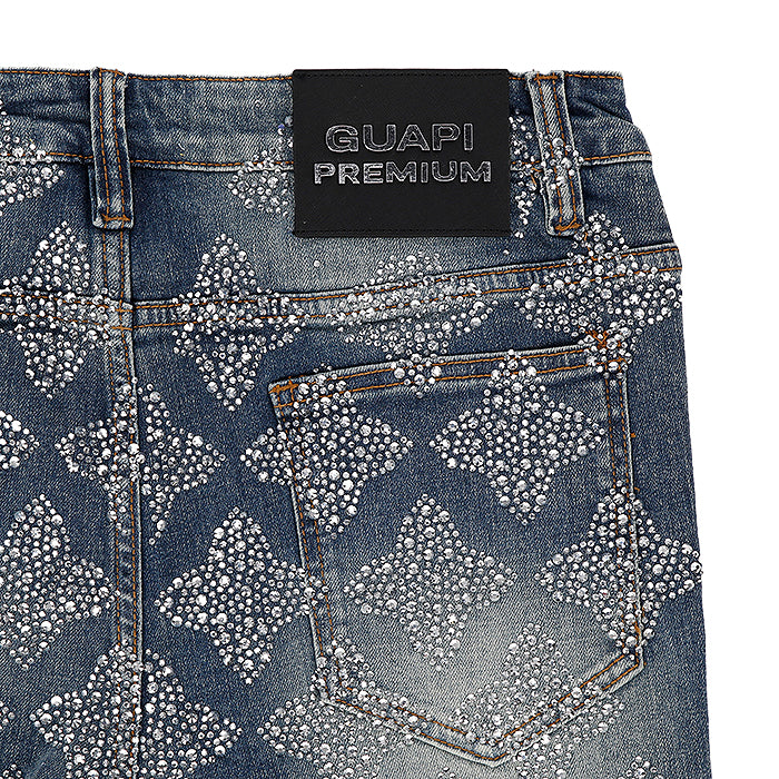 GUAPI / グアピ ヴィンテージ ブルー エンベリッシュ デニム パンツ 501embellishdnm