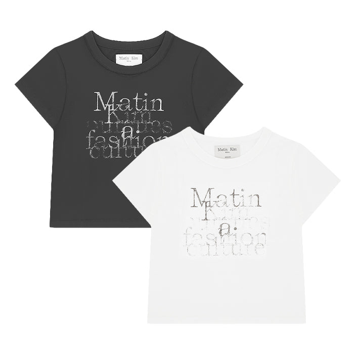 Matin Kim/ マーティンキム ダスティ タイポ グラフィック クロップ トップ Tシャツ MK2534TS077 501mk2534ts077