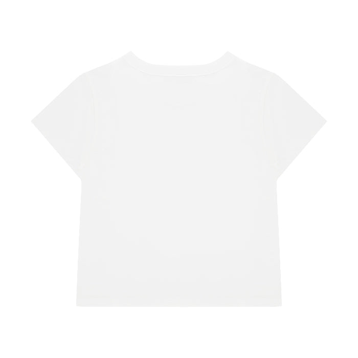 Matin Kim/ マーティンキム ダスティ タイポ グラフィック クロップ トップ Tシャツ MK2534TS077 501mk2534ts077