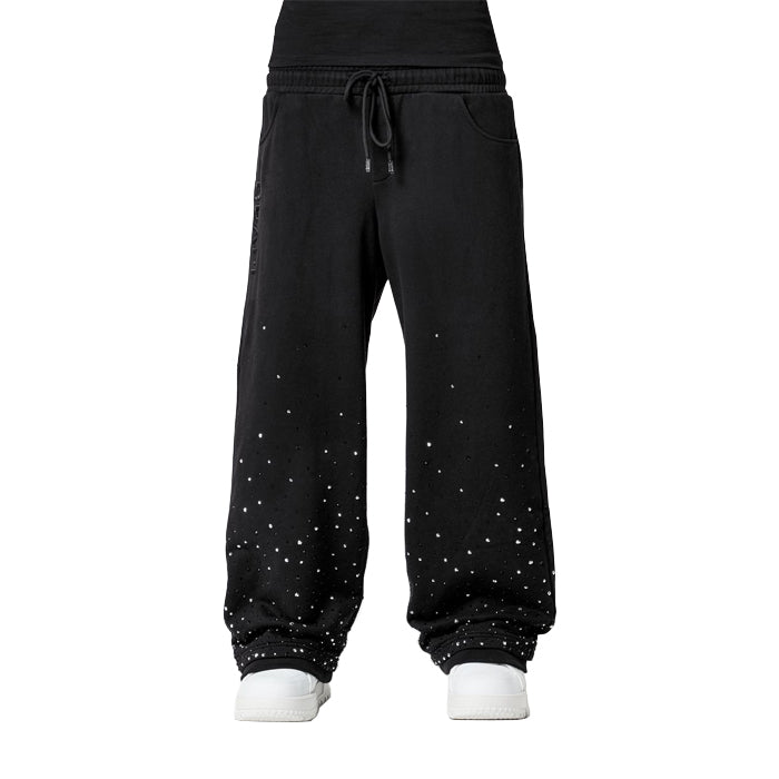 GUAPI / グアピ オブシディアン ブラック エンベリッシュ フレア スウェット パンツ 501obsidianflas