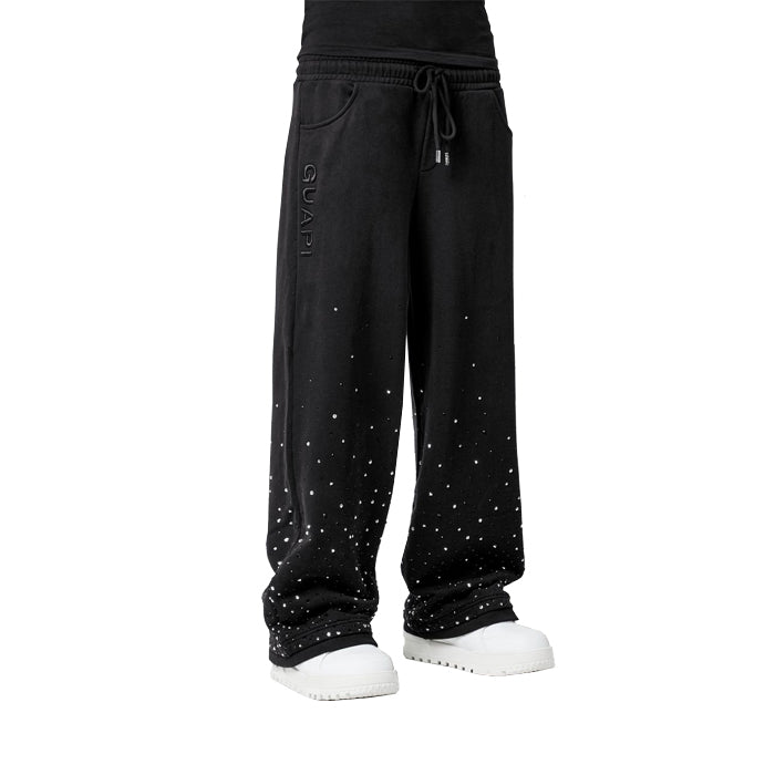 GUAPI / グアピ オブシディアン ブラック エンベリッシュ フレア スウェット パンツ 501obsidianflas