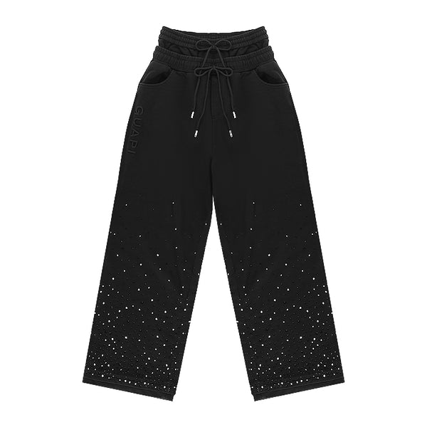 GUAPI / グアピ オブシディアン ブラック エンベリッシュ フレア スウェット パンツ 501obsidianflas