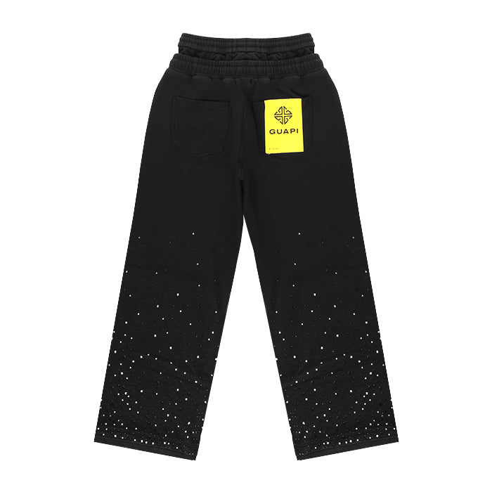 GUAPI / グアピ オブシディアン ブラック エンベリッシュ フレア スウェット パンツ 501obsidianflas