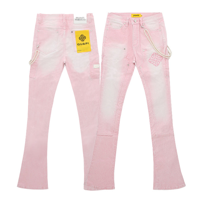 GUAPI / グアピ ベルベット ピンク カーペンター スタック デニム 501vtpkstacked