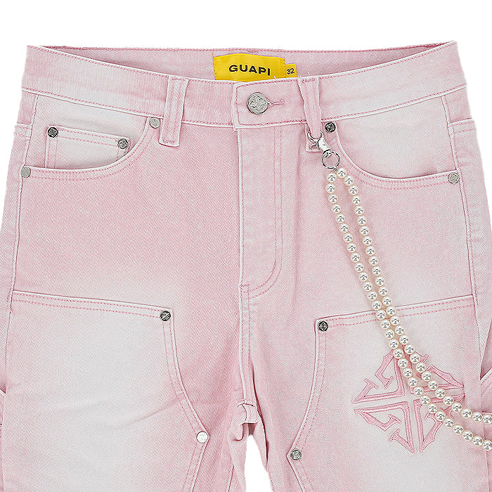 GUAPI / グアピ ベルベット ピンク カーペンター スタック デニム 501vtpkstacked