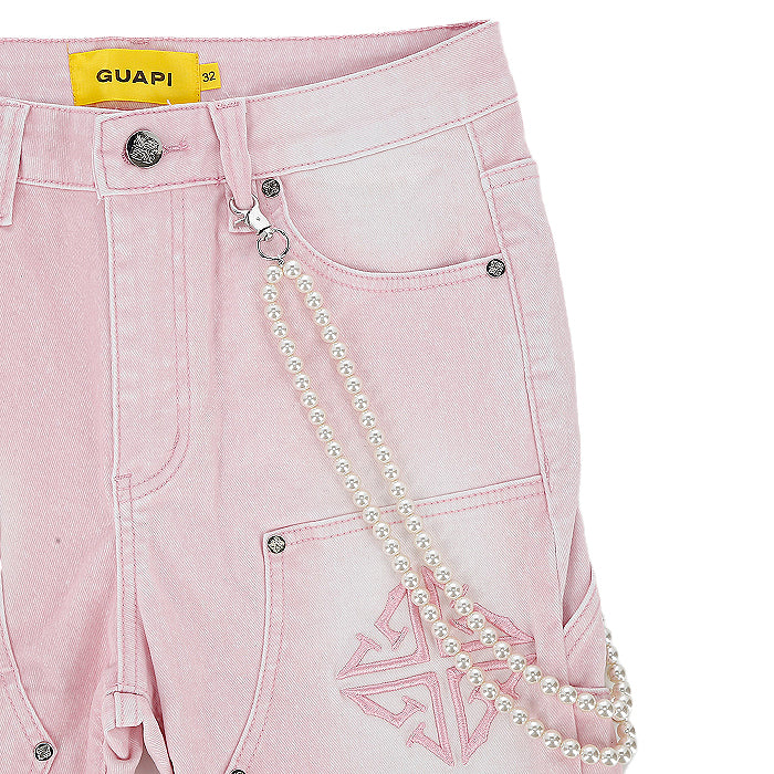 GUAPI / グアピ ベルベット ピンク カーペンター スタック デニム 501vtpkstacked