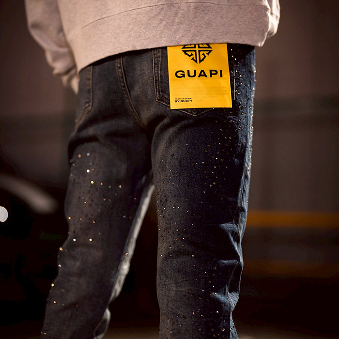 専用 グアピGUAPI スカイブルー スーパースタックデニム チェーン付 30 グアピ GUAPI スカイブルー スーパースタックデニム 新品 チェーン付