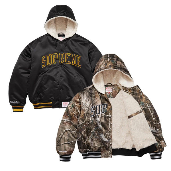 SUPREME × MITCHELL & NESS / シュプリーム × ミッチェル & ネス ラインド フーデッド サテン バーシティー ジャケット FW25J92 502fw25j92