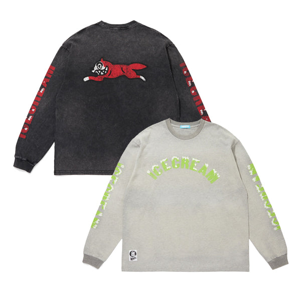 ICECREAM / アイスクリーム ダメージ コットン ランニング ドッグ L/S Tシャツ ICEJP253K005 502icejp253k005