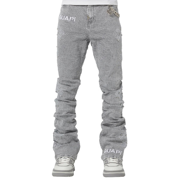 GUAPI / グアピ スモーク グレー ダメージ クロス デニム 502smokegraydis