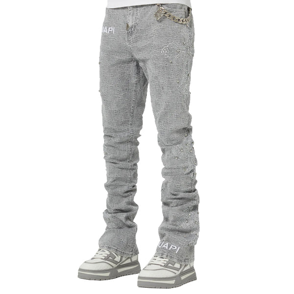 GUAPI / グアピ スモーク グレー ダメージ クロス デニム 502smokegraydis