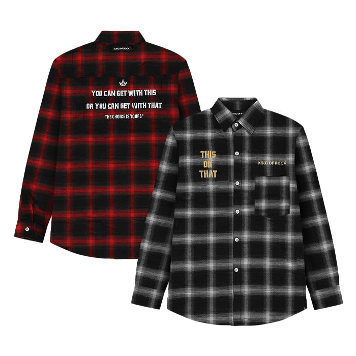 KING OF ROCK / キングオブロック  ディス オア ザット エンブロイド シャツ 502thisorthatem