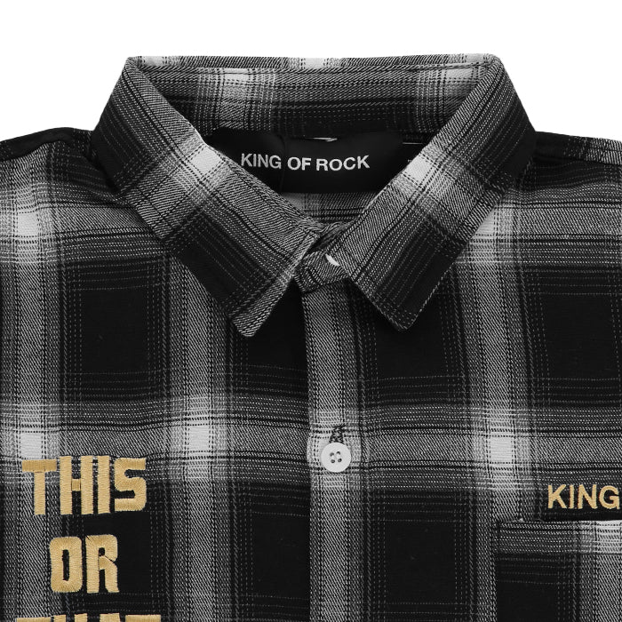 KING OF ROCK / キングオブロック  ディス オア ザット エンブロイド シャツ 502thisorthatem