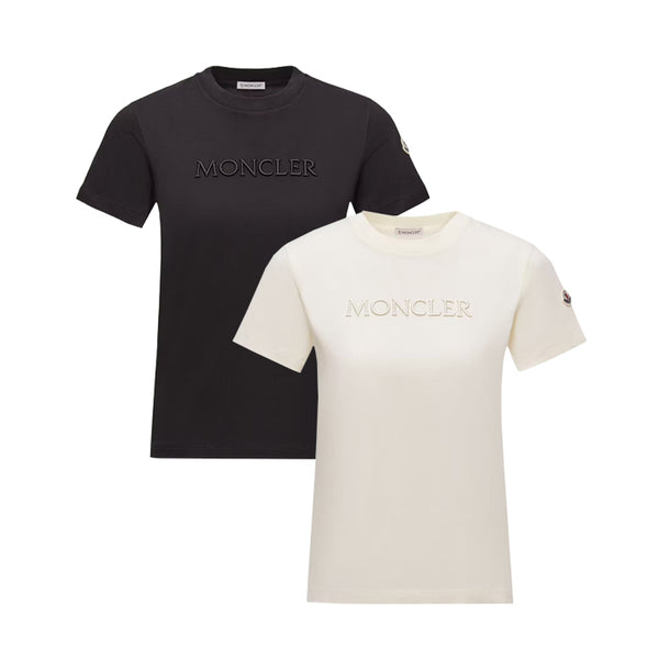 MONCLER / モンクレール エンブロイド トーナル ロゴ コットン Tシャツ レディース L10938C0002189AUO999 6018c0002189auo
