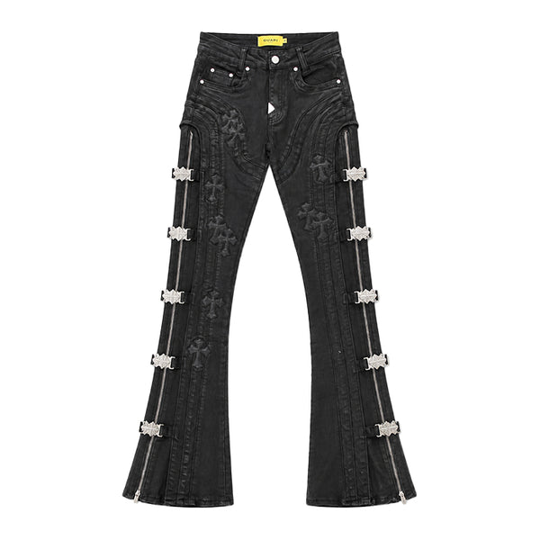 GUAPI / グアピ オール ブラック クロス バックル デニム 601allcrsbuckle