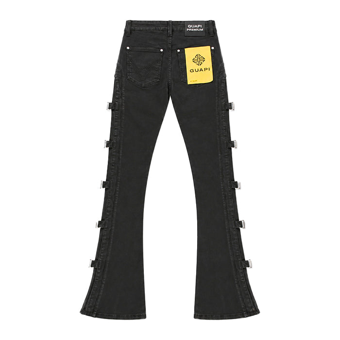 GUAPI / グアピ オール ブラック クロス バックル デニム 601allcrsbuckle