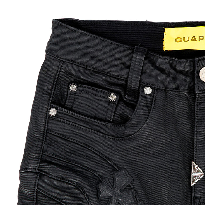 GUAPI / グアピ オール ブラック クロス バックル デニム 601allcrsbuckle