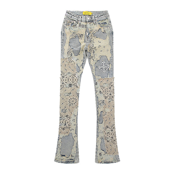 GUAPI / グアピ ヴィンテージ ペイズリー ディストレスド デニム 601distressedde