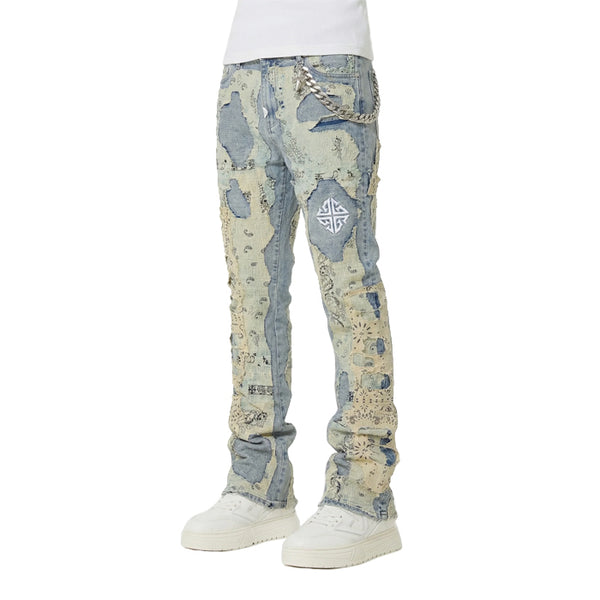 GUAPI / グアピ ヴィンテージ ペイズリー ディストレスド デニム 601distressedde