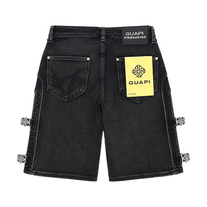 GUAPIショートパンツ 30 確実正規品！ GUAPI / グアピ オブシディアン ブラック クロス バックル ショート
