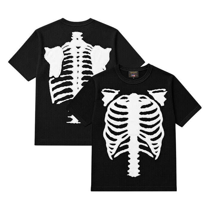 VANSON / バンソン サーマル ブラック ボーン パッチ Tシャツ 601rzv2601