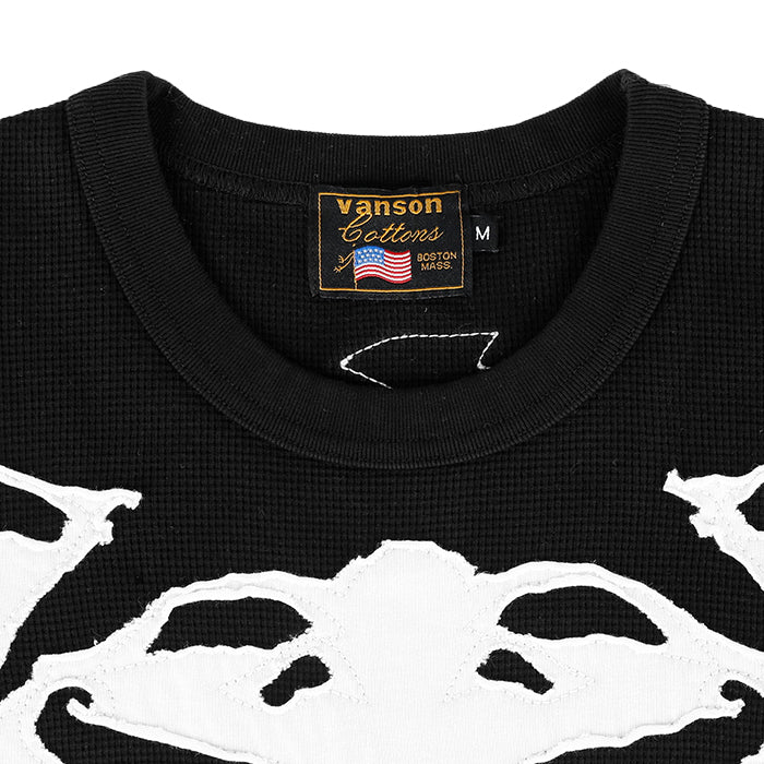 VANSON / バンソン サーマル ブラック ボーン パッチ Tシャツ 601rzv2601
