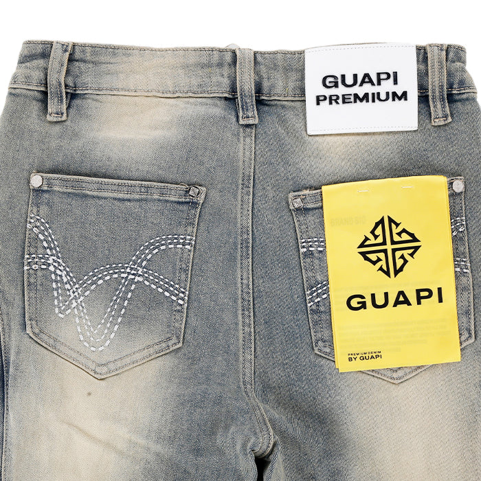 GUAPI / グアピ ヴィンテージ ブルー クロス バックル デニム 601vntcrsbuckle