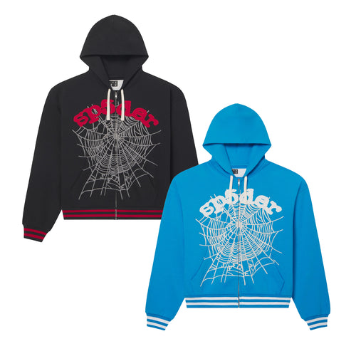 SP5DER / スパイダー OG ロゴ ストライプ ジップ フーディー 602stripezippk