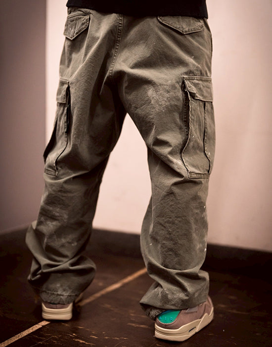 Hidden NY / ヒドゥンニューヨーク ペイント カーゴパンツ オリーブ メンズ 401jdepant