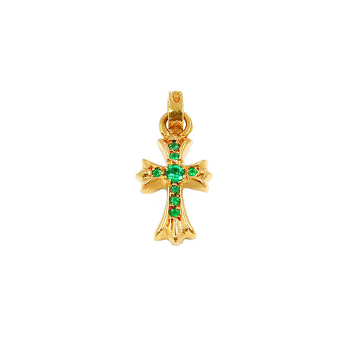 CHROME HEARTS / クロムハーツ ベイビー ファット クロス チャーム 22Ｋゴールド エメラルド babyfatcrossgr