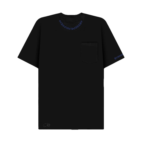 CHROME HEARTS / クロムハーツ ブルー ネック ロゴ プリント Tシャツ chnecklogobllog