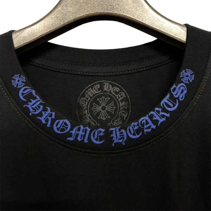 CHROME HEARTS / クロムハーツ ブルー ネック ロゴ プリント Tシャツ chnecklogobllog