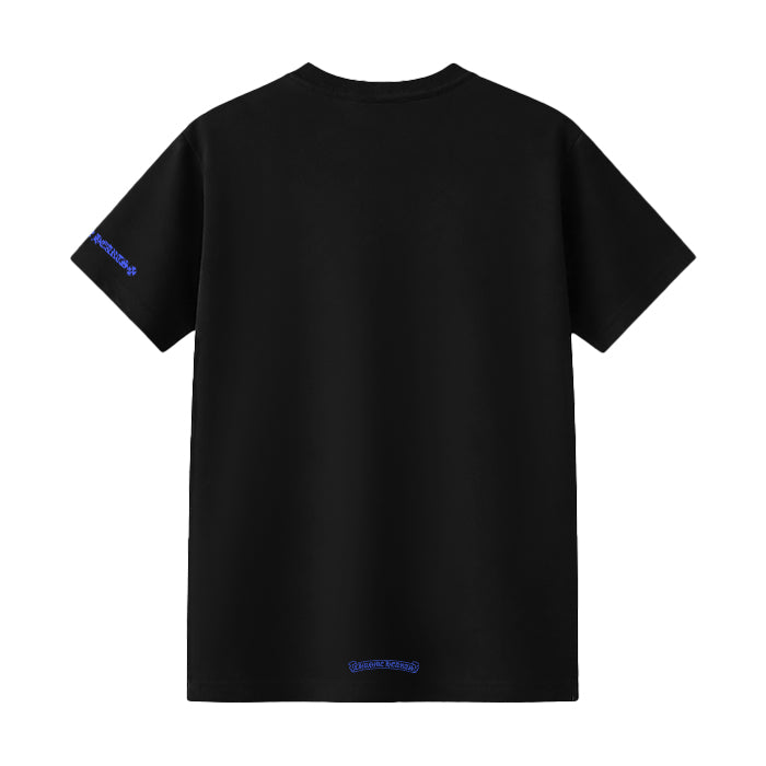 クロムハーツ ×DIPPED IN BLUE ロゴプリントTシャツ レディース M CHROME HEARTS / クロムハーツ ブルー ネック ロゴ プリント Tシャツ