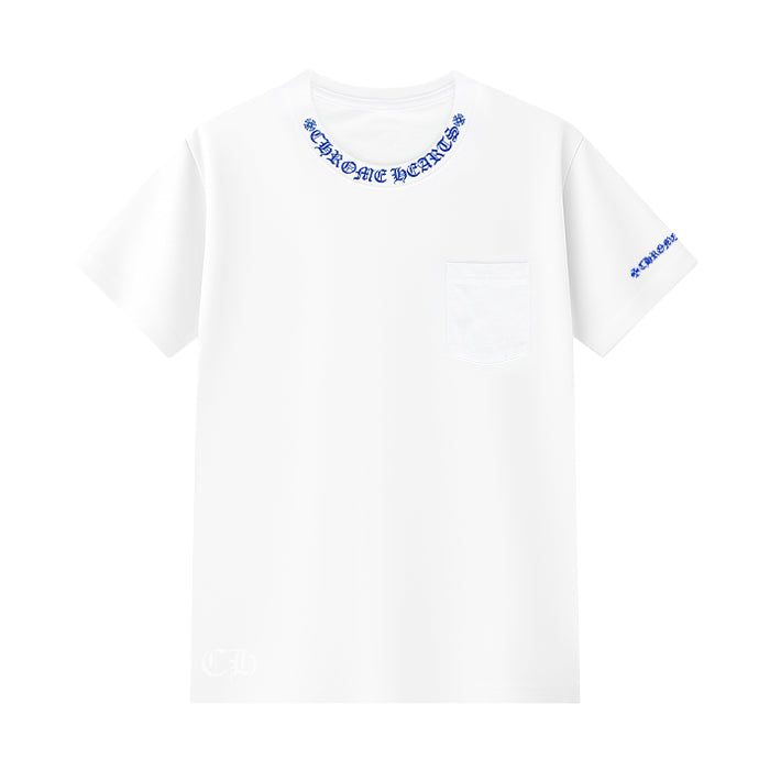 CHROME HEARTS / クロムハーツ ブルー ネック ロゴ プリント Tシャツ