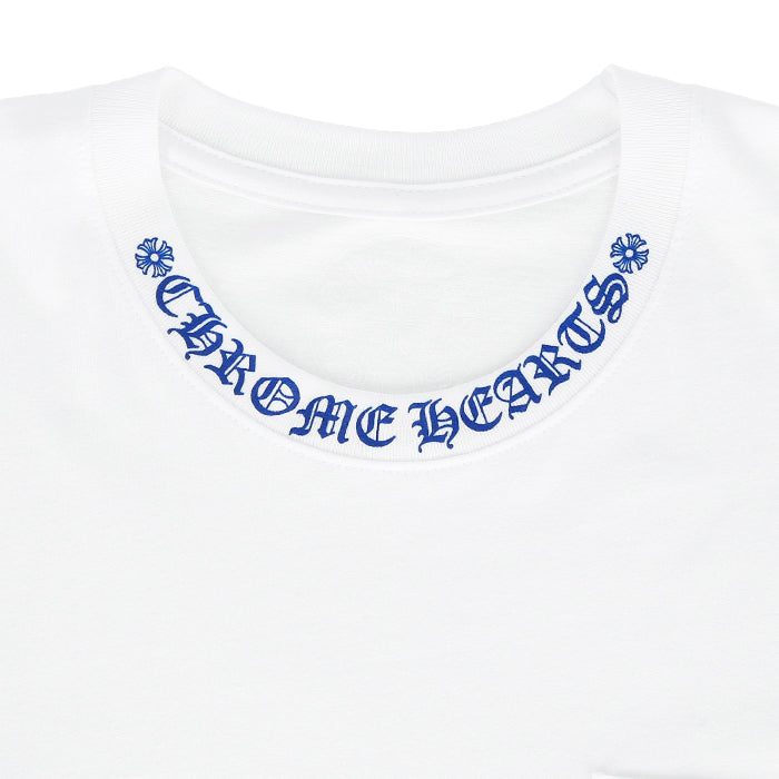 CHROME HEARTS / クロムハーツ ブルー ネック ロゴ プリント Tシャツ chnecklogobllog