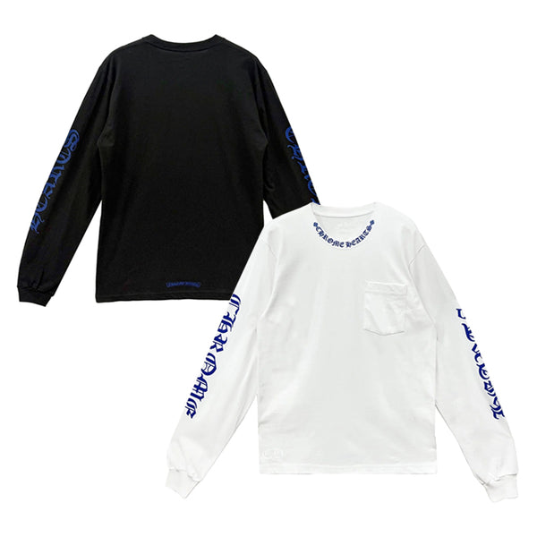 CHROME HEARTS / クロムハーツ ブルー ネック ロゴ ロング スリーブ Tシャツ chscrollbllogo