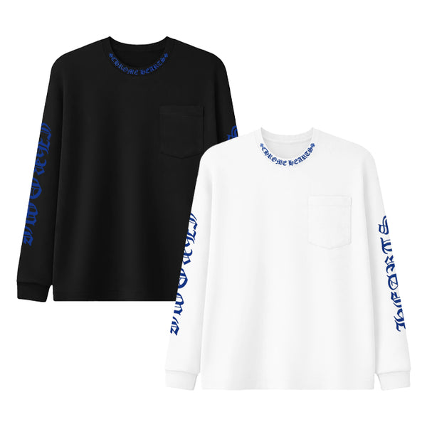CHROME HEARTS / クロムハーツ ブルー ネック ロゴ ロング スリーブ Tシャツ chscrollbllogo
