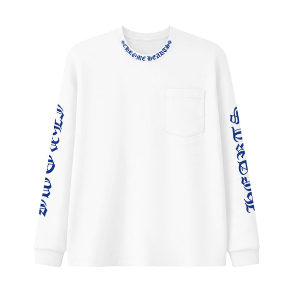 CHROME HEARTS / クロムハーツ ブルー ネック ロゴ ロング スリーブ Tシャツ chscrollbllogo