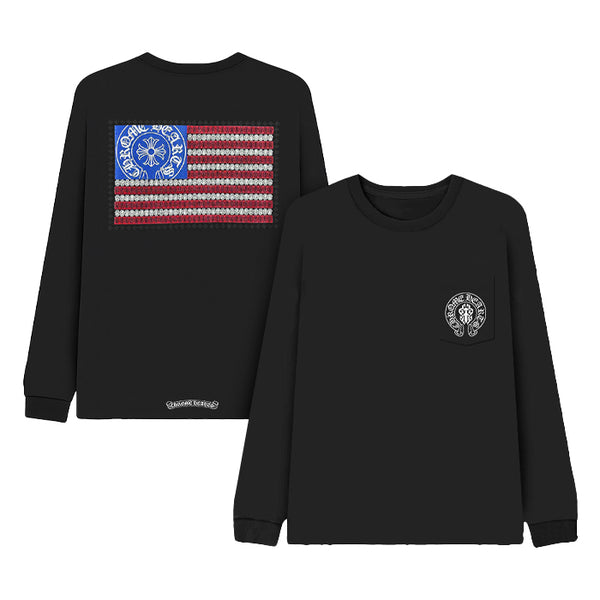 CHROME HEARTS / クロムハーツ アメリカン フラッグ ダガー ロング スリーブ Tシャツ chusaflaglt