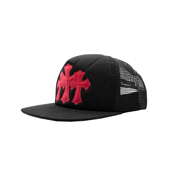 CHROME HEARTS / クロムハーツ レッド トリプル クロス パッチ トラッカー キャップ cmtcrsbkrd
