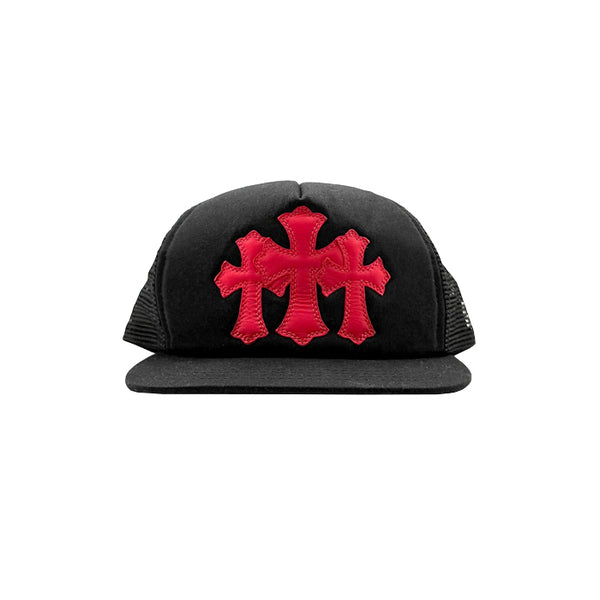 CHROME HEARTS / クロムハーツ レッド トリプル クロス パッチ トラッカー キャップ cmtcrsbkrd