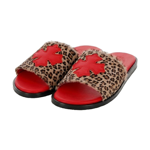 CHROME HEARTS / クロムハーツ レザー クロスパッチ ハラコ レザー フラット サンダル レディース crosspatchharak