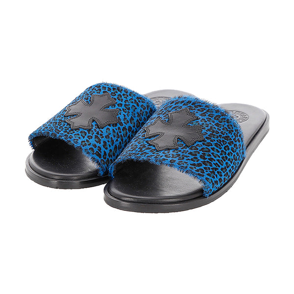 CHROME HEARTS / クロムハーツ レザー クロスパッチ ハラコ レザー フラット サンダル crosspatchhrkbl